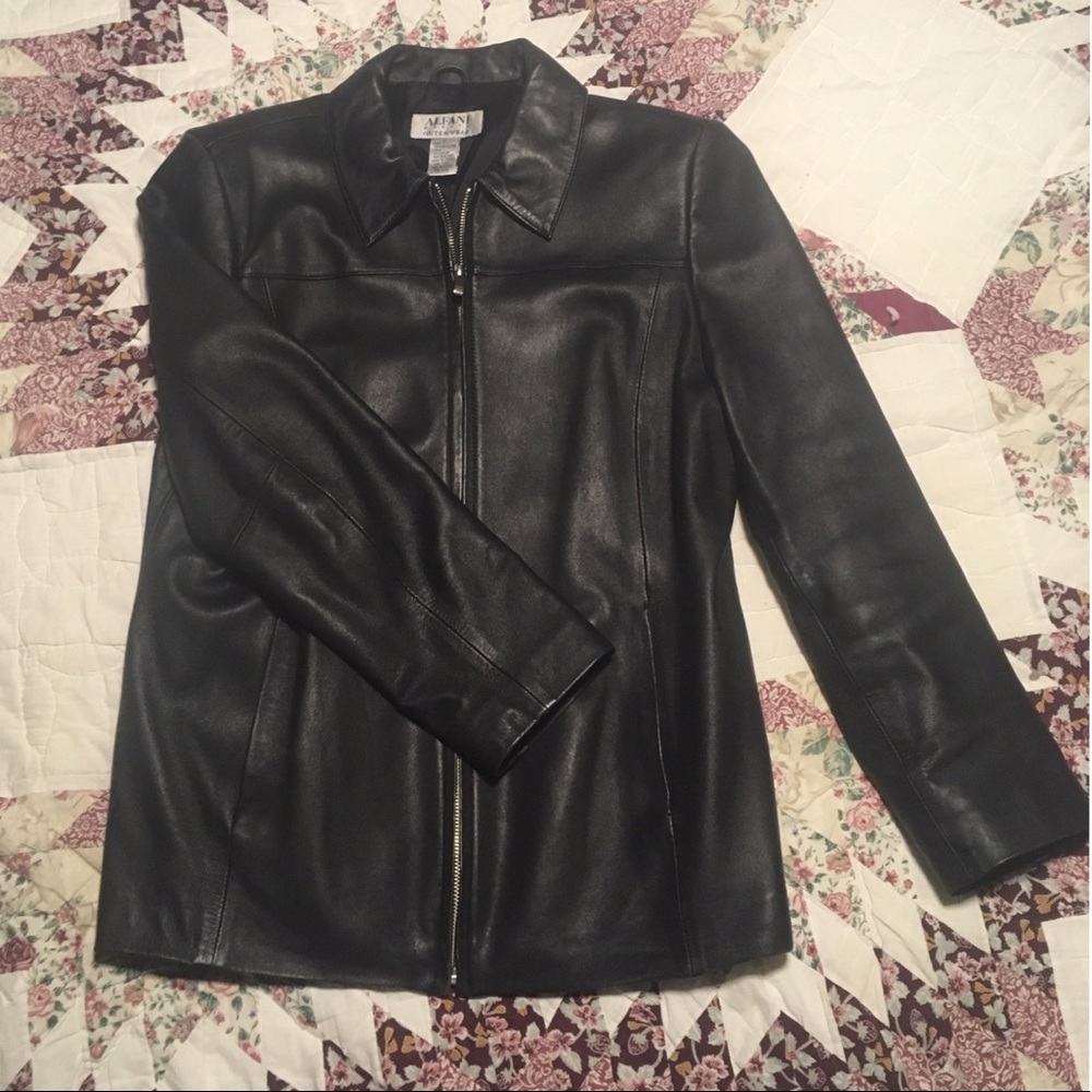 ALFANI OUTERWEAR PETITE genuine leather jacket